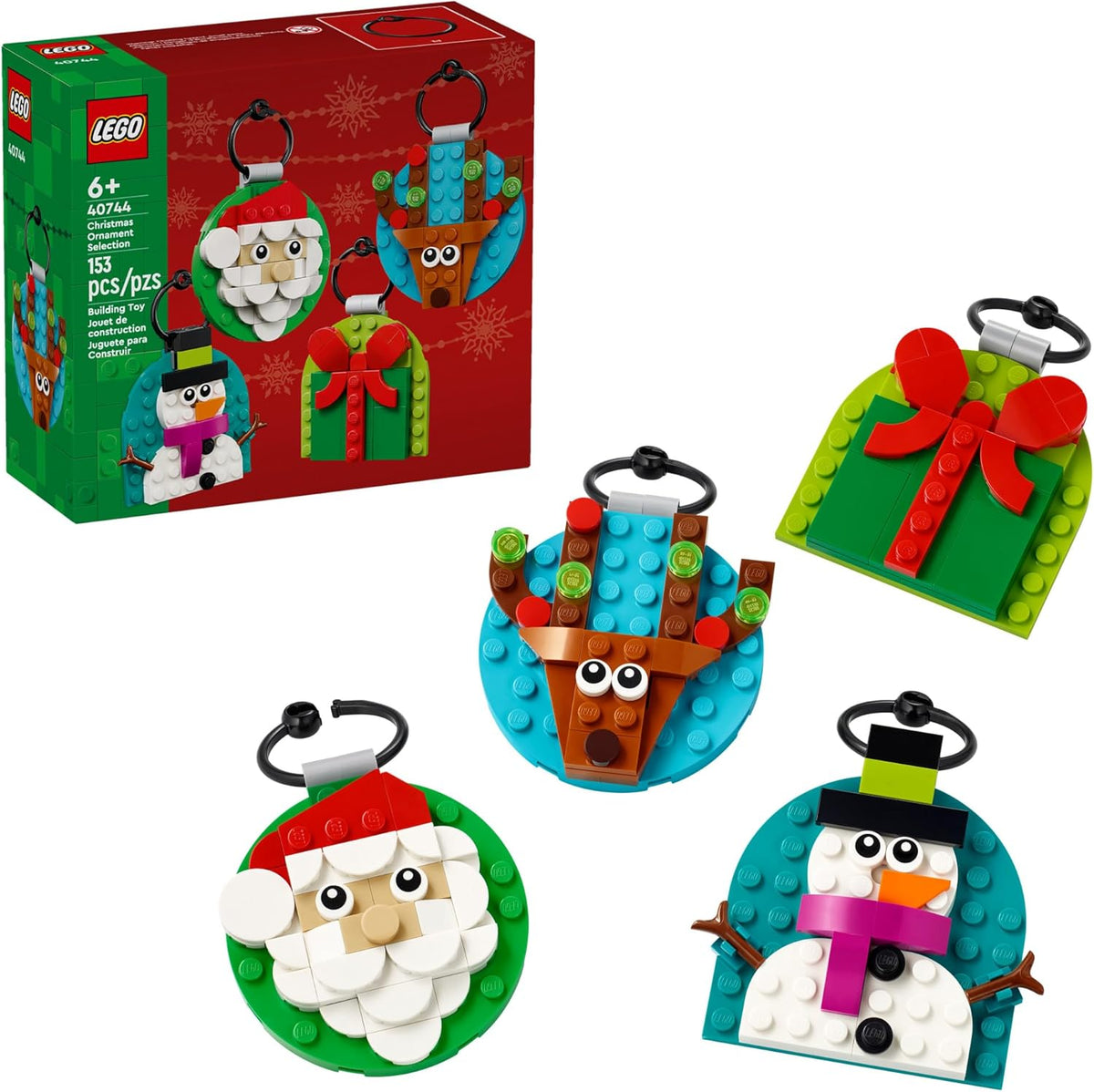 LEGO Christmas Ornament Selection Building Toys - Holiday Crafts for Family, Kids, Boys & Girls, Ages 6+ - Hanging Christmas Decorations for Tree - 40744