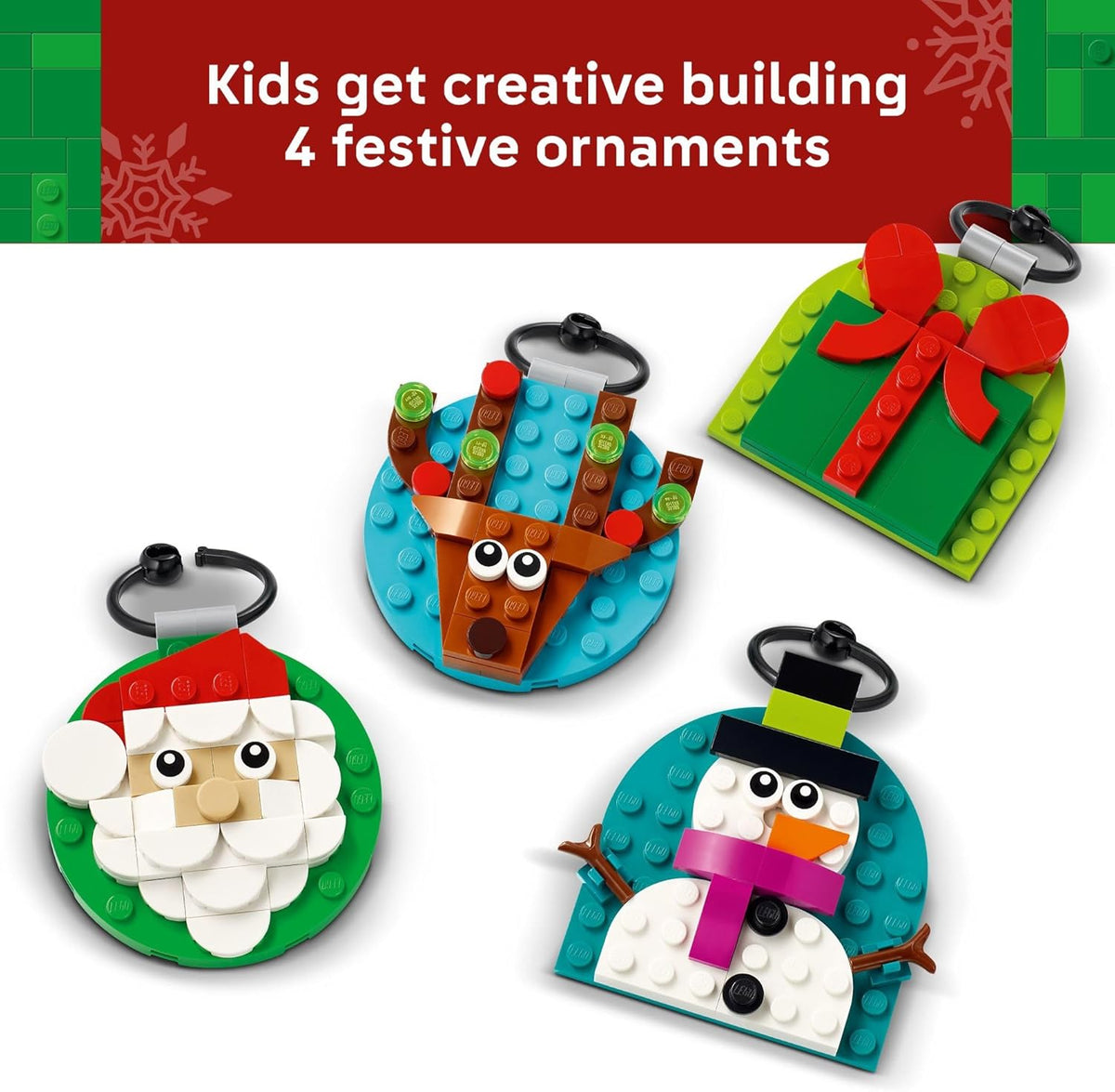 LEGO Christmas Ornament Selection Building Toys - Holiday Crafts for Family, Kids, Boys & Girls, Ages 6+ - Hanging Christmas Decorations for Tree - 40744