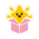 Golden star logo with a soft blush-pink gift box